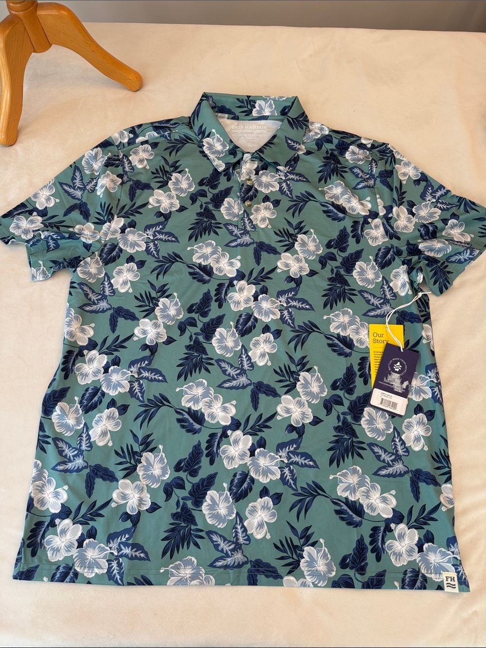 NWT! Fair Harbor Tropical Floral Button-Up Hawaiian Beach Resort Shirt, sz XL - Picture 2 of 8